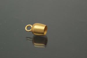 Magnetschliee Doppelkugel lang, Mae ca. 6,5x22,5mm unecht vergoldet mattiert