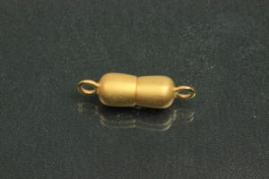 Magnetschliee Doppelkugel lang, Mae ca. 6,5x22,5mm unecht vergoldet mattiert
