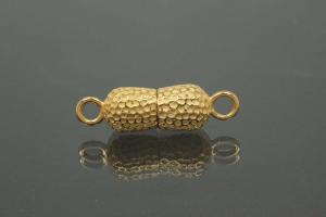 Magnetic Clasp Double Ball long, size ca. 6,5x22,5mm nugget optic metal gold plated polished