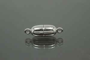 Magnetic Clasp Tipped Oval, size ca. 6x19mm metal rhodium plated polished