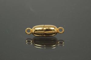 Magnetic Clasp Tipped Oval, size ca. 6x19mm metal gold plated polished