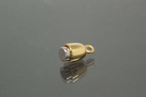 Magnetschliee Spitzoval, Mae ca. 6x19mm unecht vergoldet poliert