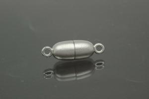 Magnetic Clasp Tipped Oval, size ca. 6x19mm metal rhodium plated sanded