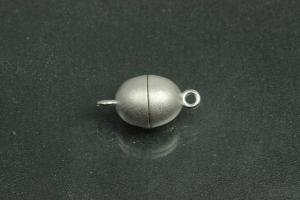 Magnetschliee Oval, Mae ca. 8,5x17,0mm unecht rhodiniert mattiert