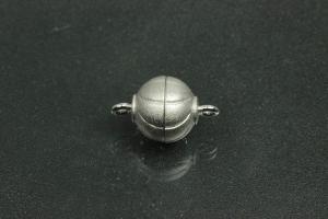 Magnetic Clasp Round Ball wih carvings, size ca. 10x16mm metal rhodium plated sanded