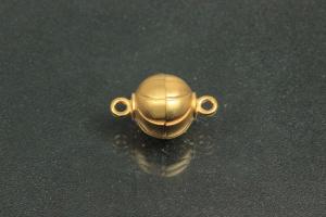 Magnetic Clasp Round Ball wih carvings, size ca. 10x16mm metal gold plated sanded