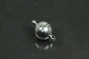 Magnetic Clasp plastic, round approx.size 10mm, silver color