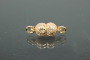 Steiner Magnetic Clasp double ball small, gold plated, stardust 14x6mm