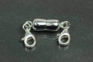 Steiner Vario Magnetic Clasp Double Ball long, metal rhodium plated polished, size approx. length 45,0mm