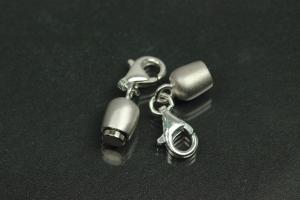 Steiner Vario Magnetic Clasp Double Ball long metal rhodium plated sanded, size approx. length 45,0mm