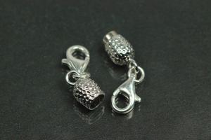 Steiner Vario Magnetic Clasp Double Ball long nugget optic metal rhodium plated polished, size approx. length 45,0mm