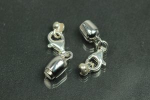 Steiner Vario Magnetic Clasp Double Ball long, metal rhodium plated polished, size approx. length 55,0mm