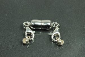 Steiner Vario Magnetic Clasp Double Ball long, metal rhodium plated polished, size approx. length 55,0mm