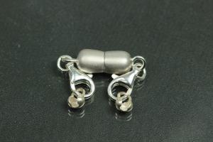 Steiner Vario Magnetic Clasp Double Ball long metal rhodium plated sanded, size approx. length 55,0mm
