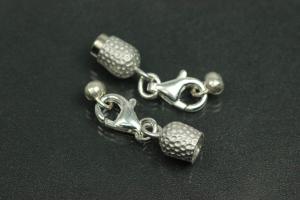 Steiner Vario Magnetic Clasp Double Ball long nugget optic metal rhodium plated sanded, size approx. length 55,0mm