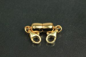 Steiner Vario Magnetic Clasp Double Ball long, metal gold plated polished, size approx. length 45,0mm