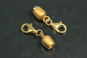 Steiner Vario Magnetic Clasp Double Ball long metal gold plated sanded, size approx. length 45,0mm