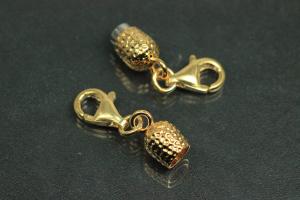 Steiner Vario Magnetic Clasp Double Ball long nugget optic metal gold plated polished, size approx. length 45,0mm