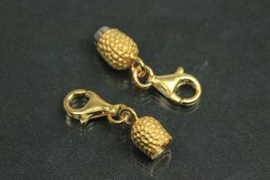 Steiner Vario Magnetic Clasp Double Ball long nugget opticmetal  gold plated sanded, size approx. length 45,0mm
