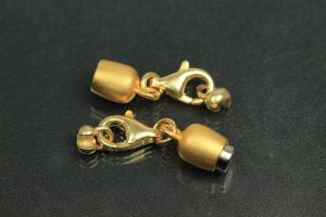 Steiner Vario Magnetic Clasp Double Ball long metal gold plated sanded, size approx. length 55,0mm