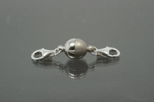 Steiner Vario Magnetic Clasp metal oval sanded, polished, rhodium plated, 925/- silver trigger clasp