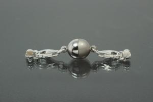 Steiner Vario Magnetic Clasp metal oval sanded, polished, rhodium plated, 925/- silver trigger clasp and power cap