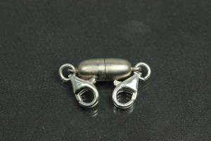 Steiner Varioverschluss unecht spitzoval mattiert, rhodiniert mit Karabiner 925/- Silber