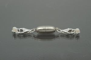 Steiner Vario Magnetic Clasp metal tipped oval sanded, rhodium plated, 925/- silver trigger clasp and power cap