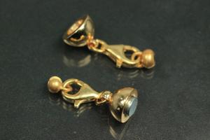 Steiner Vario Magnetic Clasp metal oval gold plated polished, trigger clasp, Steiner power cap 925/- silver gold plated