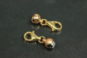 Steiner Vario Magnetic Clasp metal double ball gold plated stardust, trigger clasp 925/- silver gold plated