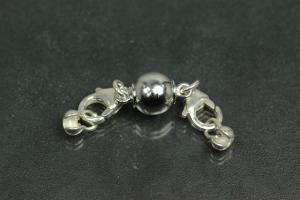 Steiner Vario Magnetic Clasp metal ball 8mm polished, rhodium plated, 925/-silver trigger clasp, power cap