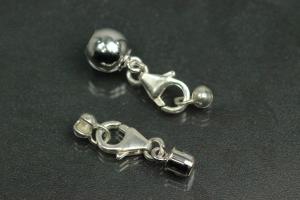 Steiner Vario Magnetic Clasp metal ball 8mm polished, rhodium plated, 925/-silver trigger clasp, power cap