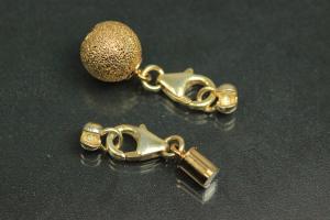 Steiner Vario Magnetic Clasp metal ball 10mm diamond cut gold plated, trigger clasp, Steiner power cap 925/-silver gold plated