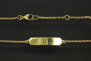 Shield bracelet 333/- solid anchor chain with carabiner approx. Dimensions length 19.0cm, width 1.3mm, shield 25x5.3x0.6mm polished?