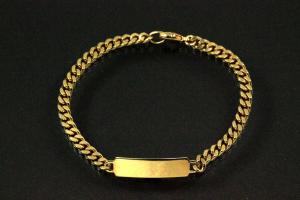 Shield bracelet 333/- solid curb chain polished, approx. dimensions length 19.0cm, width 4.7mm, shield 33x7.0x0.8mm