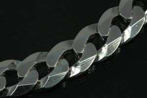 Curb chain 6 sides diamond cut 925/- Silver with trigger clasp, approx. width 14,0mm
