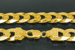 Curb chain 6 sides diamond cut 925/- Silver gold plated with trigger clasp approx. width 15,6mm