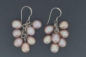 Perlohrhnger Potatoe pflaumenfarben, ca. 5-6mm, mit 925/- Silberohrhaken