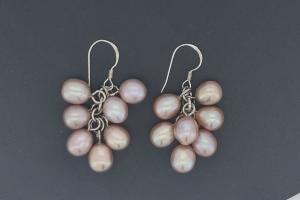 Perlohrhnger Potatoe pflaumenfarben, ca. 5-6mm, mit 925/- Silberohrhaken