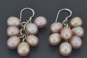 Perlohrhnger Potatoe pflaumenfarben, ca. 5-6mm, mit 925/- Silberohrhaken