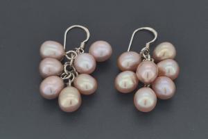 Perlohrhnger Potatoe pflaumenfarben, ca. 5-6mm, mit 925/- Silberohrhaken