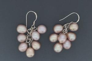 Perlohrhnger Potatoe pflaumenfarben, ca. 5-6mm, mit 925/- Silberohrhaken