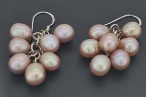 Perlohrhnger Potatoe pflaumenfarben, ca. 5-6mm, mit 925/- Silberohrhaken