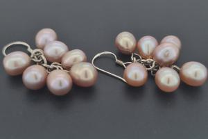 Perlohrhnger Potatoe pflaumenfarben, ca. 5-6mm, mit 925/- Silberohrhaken