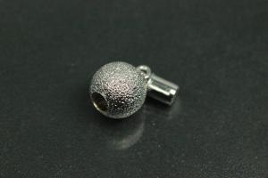 Magnetic ball clasp, rhodium plated, laser cut 10mm