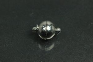 Magnetschliesse Kugel ca. 10mm, mit geschlossenem Boden (Magnet nicht sichtbar), unecht, silberfarben, poliert