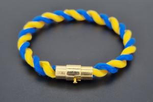Fanartikel Seidenkordel - Armband, blau / gelb , Lnge ca. 16cm