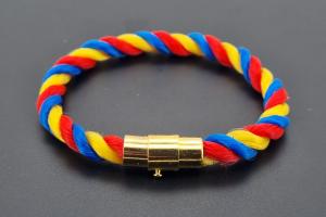 Fanartikel Seidenkordel - Armband, blau / gelb / rot , Lnge ca. 16cm