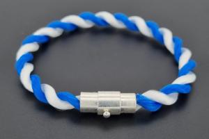 Fanartikel Seidenkordel - Armband, blau / weiss , Lnge ca. 16cm