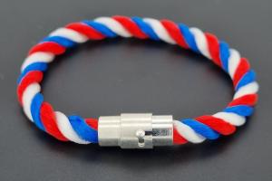 Fanartikel Seidenkordel - Armband, blau / weiss / rot , Lnge ca. 16cm